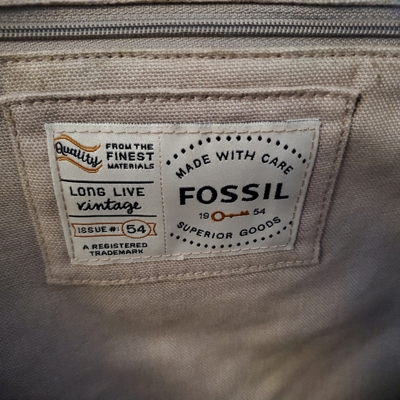 Vintage Fossil straw/wicker leather tote - Picture 7 of 13